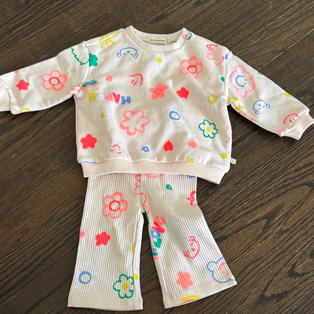 Billieblush Floral and Smiley Face Pajama Set